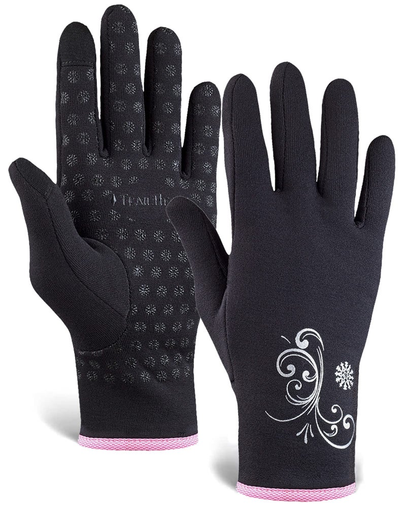 TrailHeads Womens Running Gloves - Touchscreen Gloves - Running Accessories for Women Winter - Hiking, Biking, Sports - Black/Fast Pink (Large) - Image 1